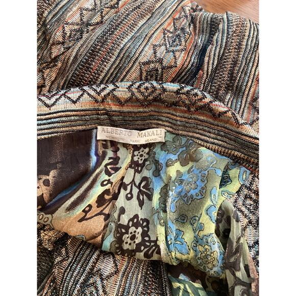 Alberto Makali Multi Color Crinkle Knit "Missoni Look" Mid Sleeve Jacket Top M - Picture 9 of 11